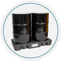 Plataforma de plastico Antiderrames para 4 tambos industriales.