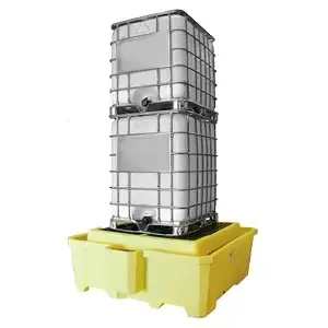 Soporta dos contenedores Tote IBC, 1450 litros de contención y 3.6 Toneladas de carga.