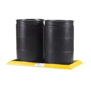 Tarima antiderrames flexible para 2 tambos TAD1015 de PVC resistente, ideal para operaciones industriales y trabajo en campo