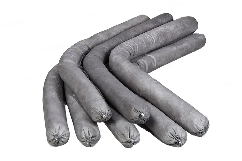 Calcetín absorbente universal utilizado en plantas de producción y talleres para controlar fugas de líquidos no corrosivos.