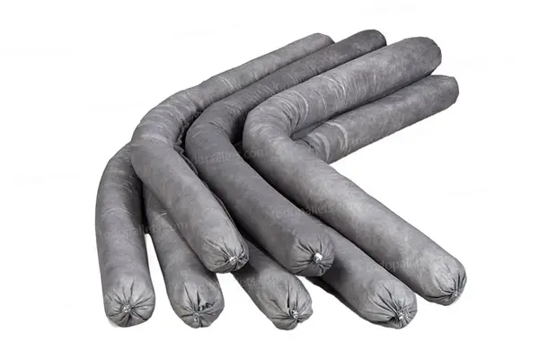 Calcetín absorbente universal utilizado en plantas de producción y talleres para controlar fugas de líquidos no corrosivos.