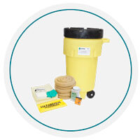 Kit para control de derrames Agresivos, Ácidos, Cáusticos y Corrosivos de 50 galones con Ruedas.