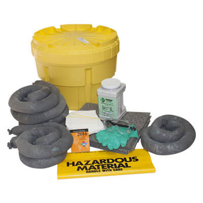 Kit antiderrames 20 galones, para derrames universales. Contenedor HDPE de 75 litros.