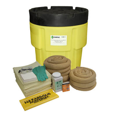 Kit para Derrames Agresivos y Corrosivos con contenedor HDPE de 65 galones.