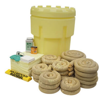 Kit para Derrames Agresivos y Corrosivos con contenedor HDPE de 95 galones.